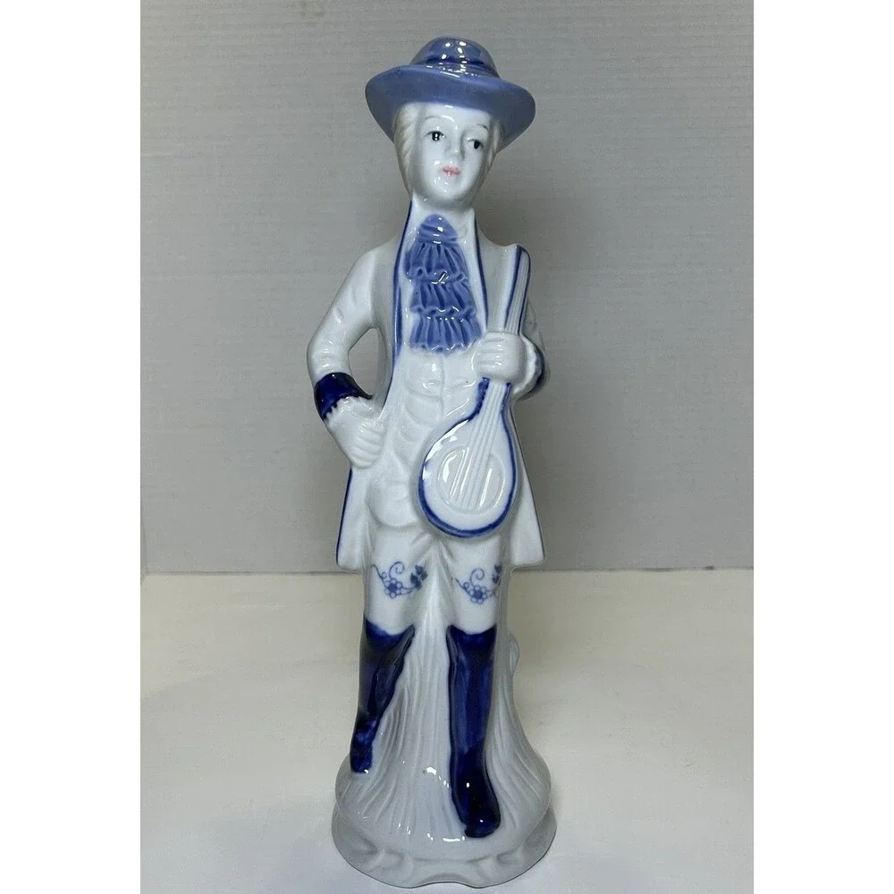 Vintage Porcelain Victorian/Colonial Boy Figurine White/Blue Home Decor